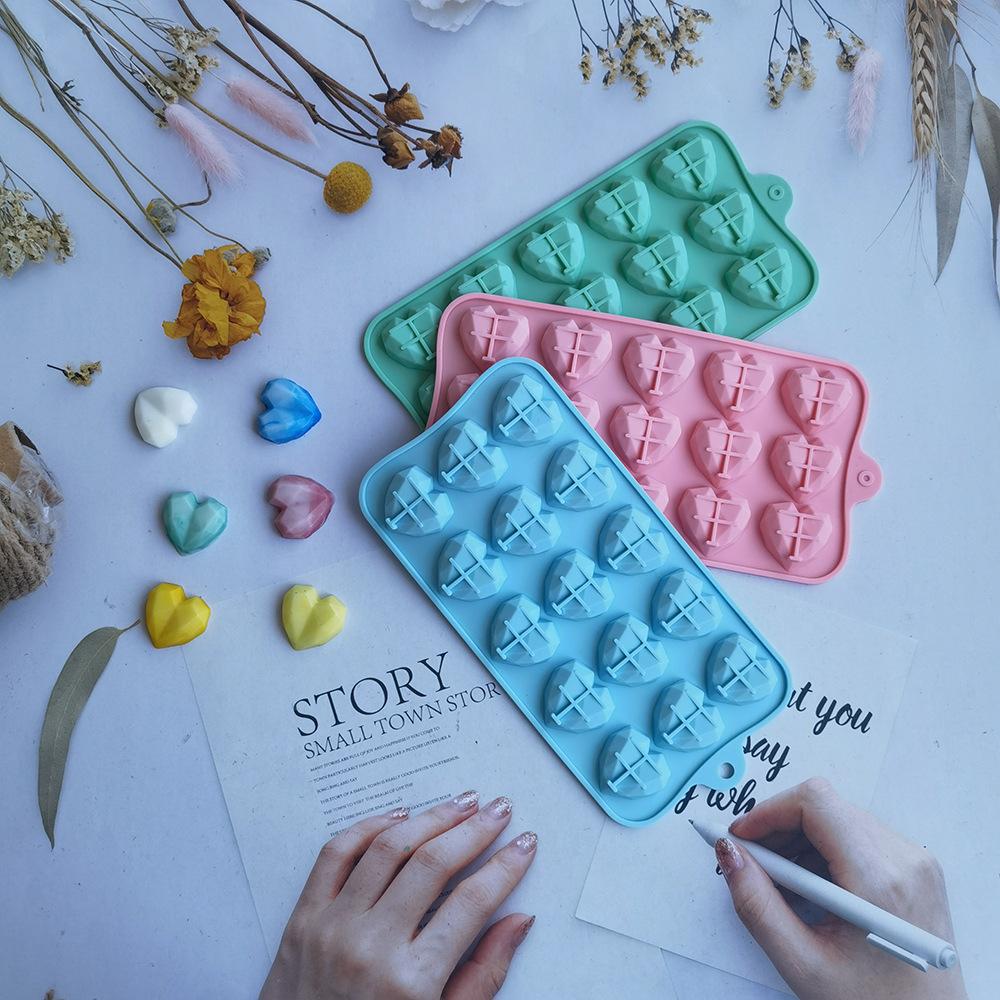 15-Piece Diamond Love Chocolate Cake Mold Non-Stick Silicone Jelly Candy Mold 3D Mold DIY details Picture