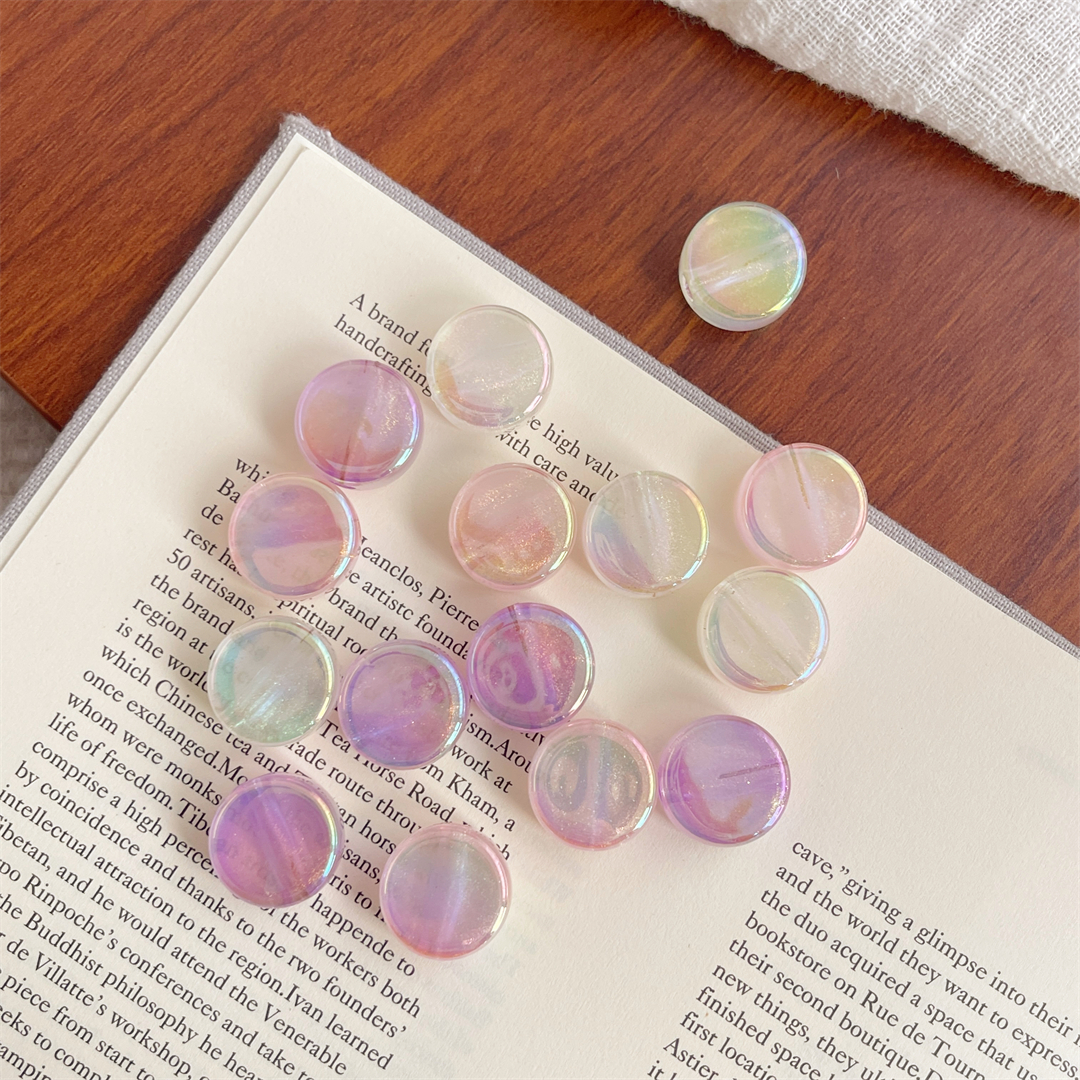 Chen Ming Acrylic Starlight Seven-color 16mm flat round Beads Scattered beads Light Luxury bracelet, necklace, beaded diy jewelry accessories Application Scenario