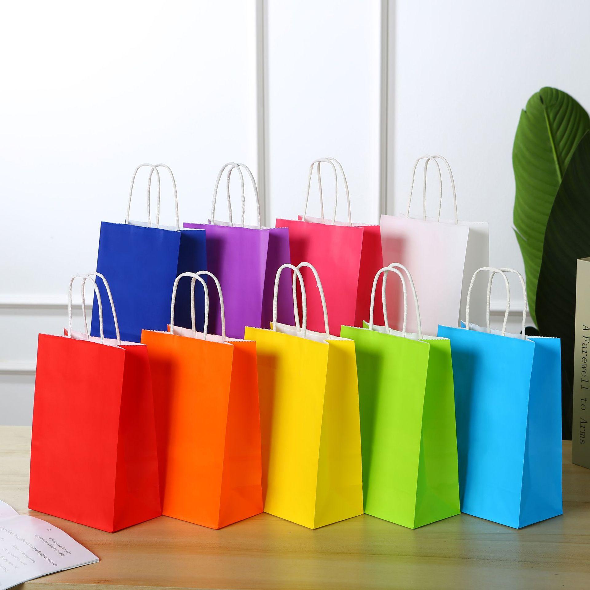 Spot Multi-Color Takeaway Kraft Paper Bag Advertising Gift Packaging Bag Shopping Paper Bag Portable Kraft Paper Bag Printing L