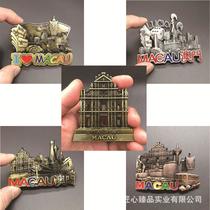 made metal refrigerator stickers macau casino building relief magnet fridge magnet travel commemorative metal gift