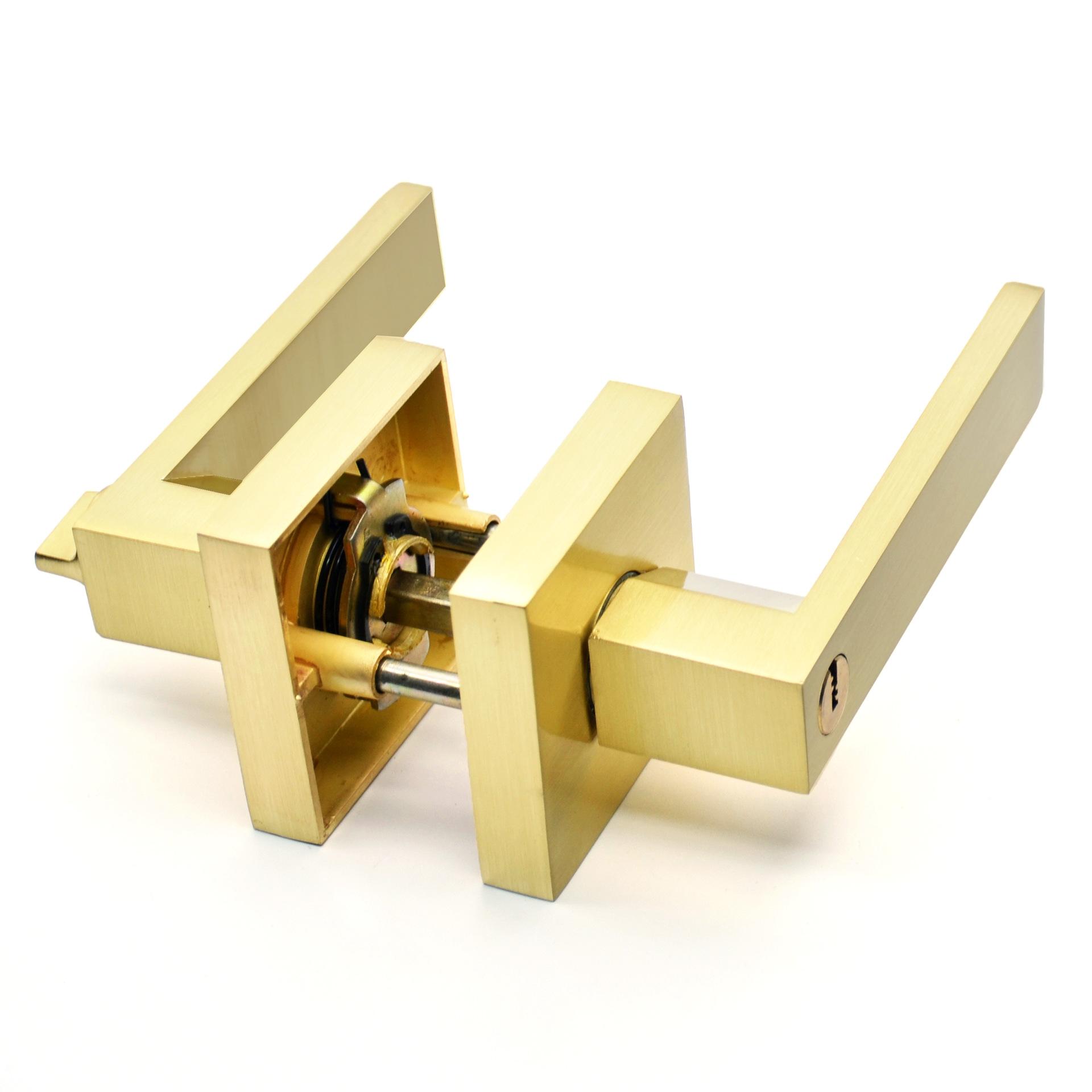 doorknob protector aluminum alloy handle lock square room wooden door handle lock simple heavy american three-pole lock details Picture