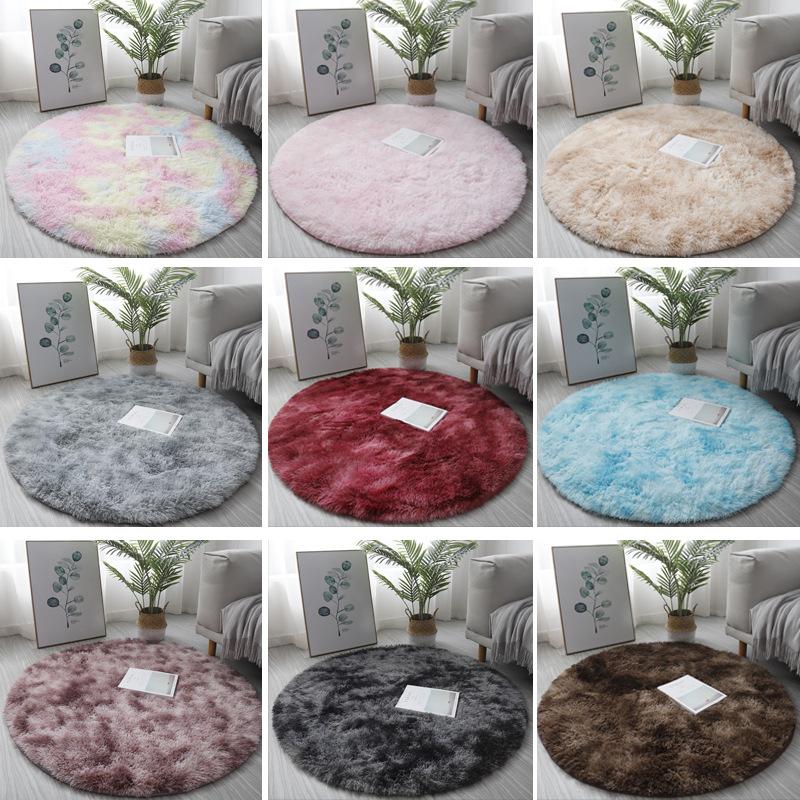 silk wool carpet tie-dyed long wool thick round carpet household tea table cloth round tablecloth living room hanging basket pile floor covering