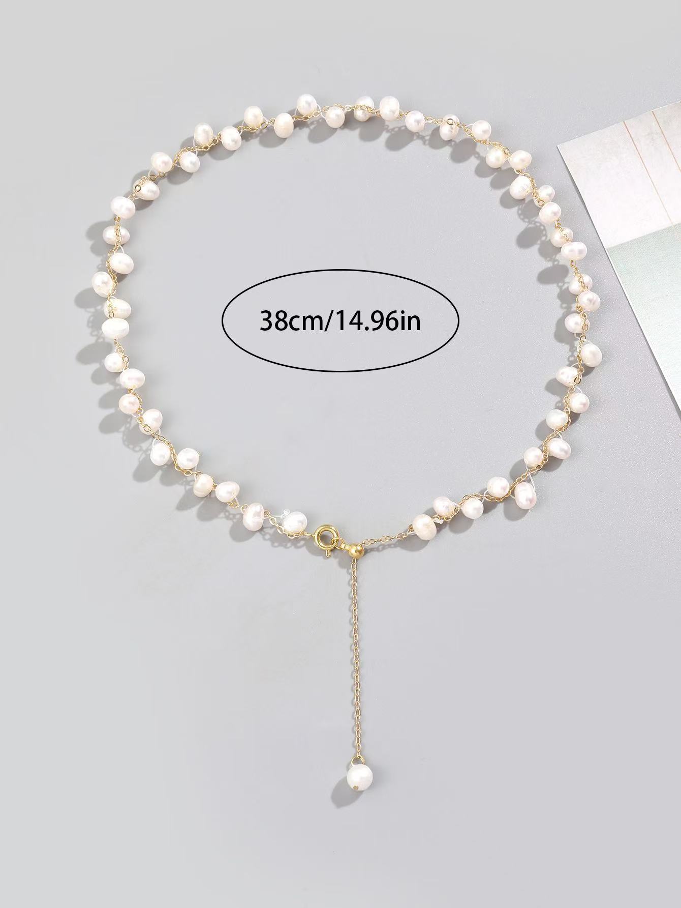 淡水珍珠手工编织项链网络爆款时尚款式手工绕线长度随意调节淡水珍珠项链详情图2