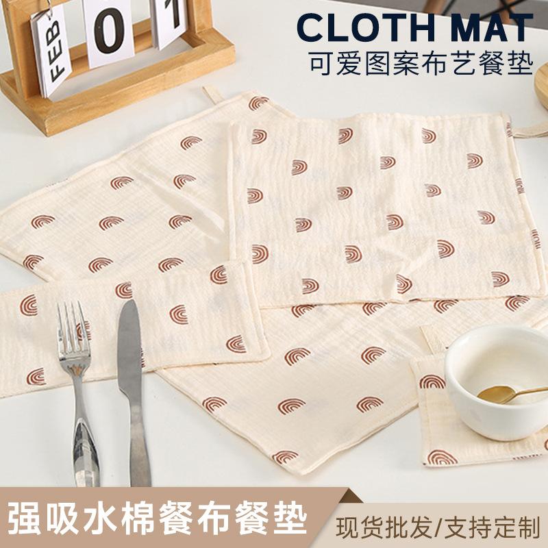 fabric craft placemat fabric coaster cute pattern strong absorbent wool table cloth placemat desktop bowl mat dish mat tablecloth