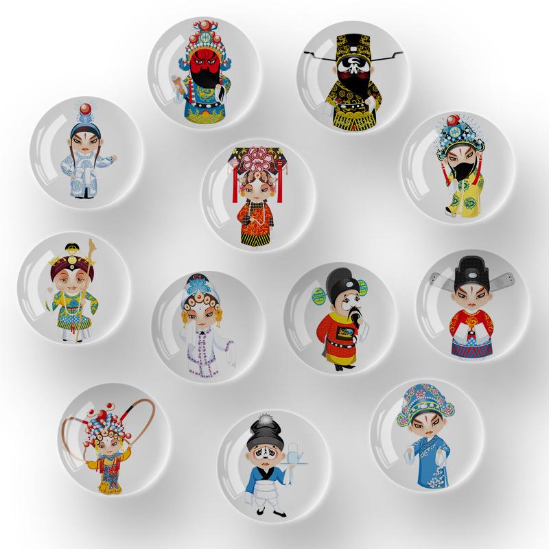 Factory Direct Sales Peking Opera Facial Makeup Opera Crystal fridge Magnet Cartoon Fridge Magnet Gift with Chinese Characteristics