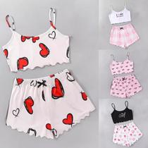 cross-border european and american thin sleeveless vest camisole top shorts home wear two-piece suit pajamas women pajamas