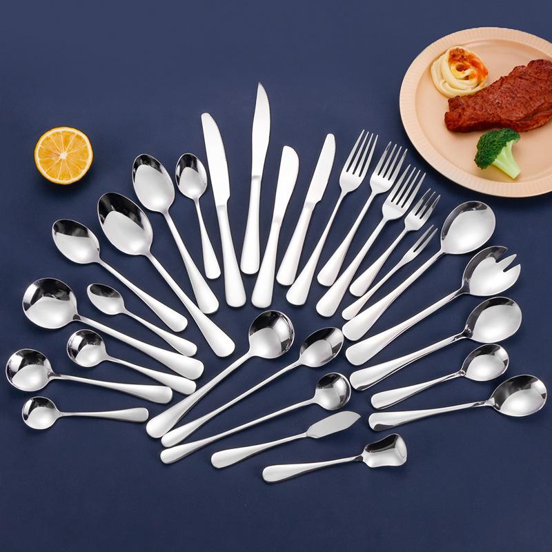 1010 Stainless Steel Tableware Knife, Fork and Spoon Western Dinner Set Household Thickened Stainless Steel Spoon Gift Hotel Supplies
