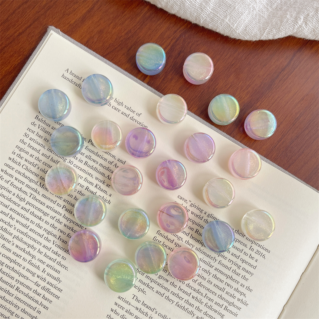 Chen Ming Acrylic Starlight Seven-color 16mm flat round Beads Scattered beads Light Luxury bracelet, necklace, beaded diy jewelry accessories