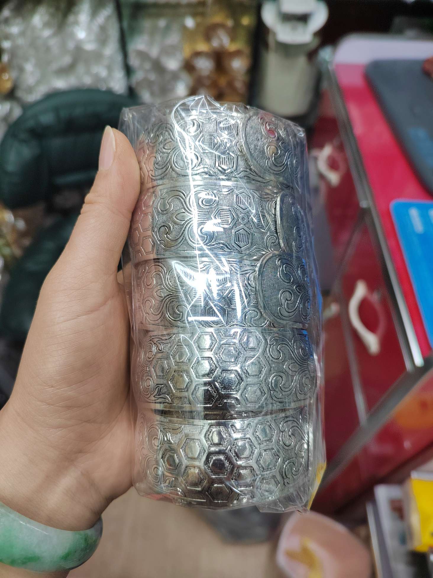 沙金景泰蓝玉手镯 精致手链 手饰 高档饰品 时尚女士手镯 高质量手镯首饰细节图