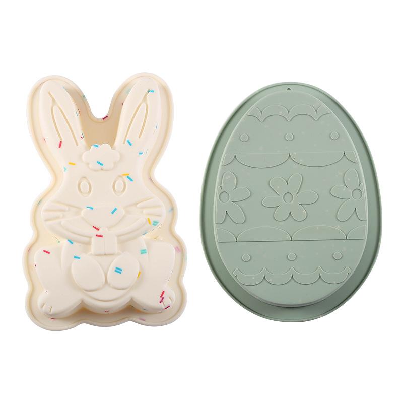 New Easter Dinosaur Egg Rabbit Baking Cake Plate Mold High Temperature Resistant DIY Tool Silicone Cake Mold full figure
