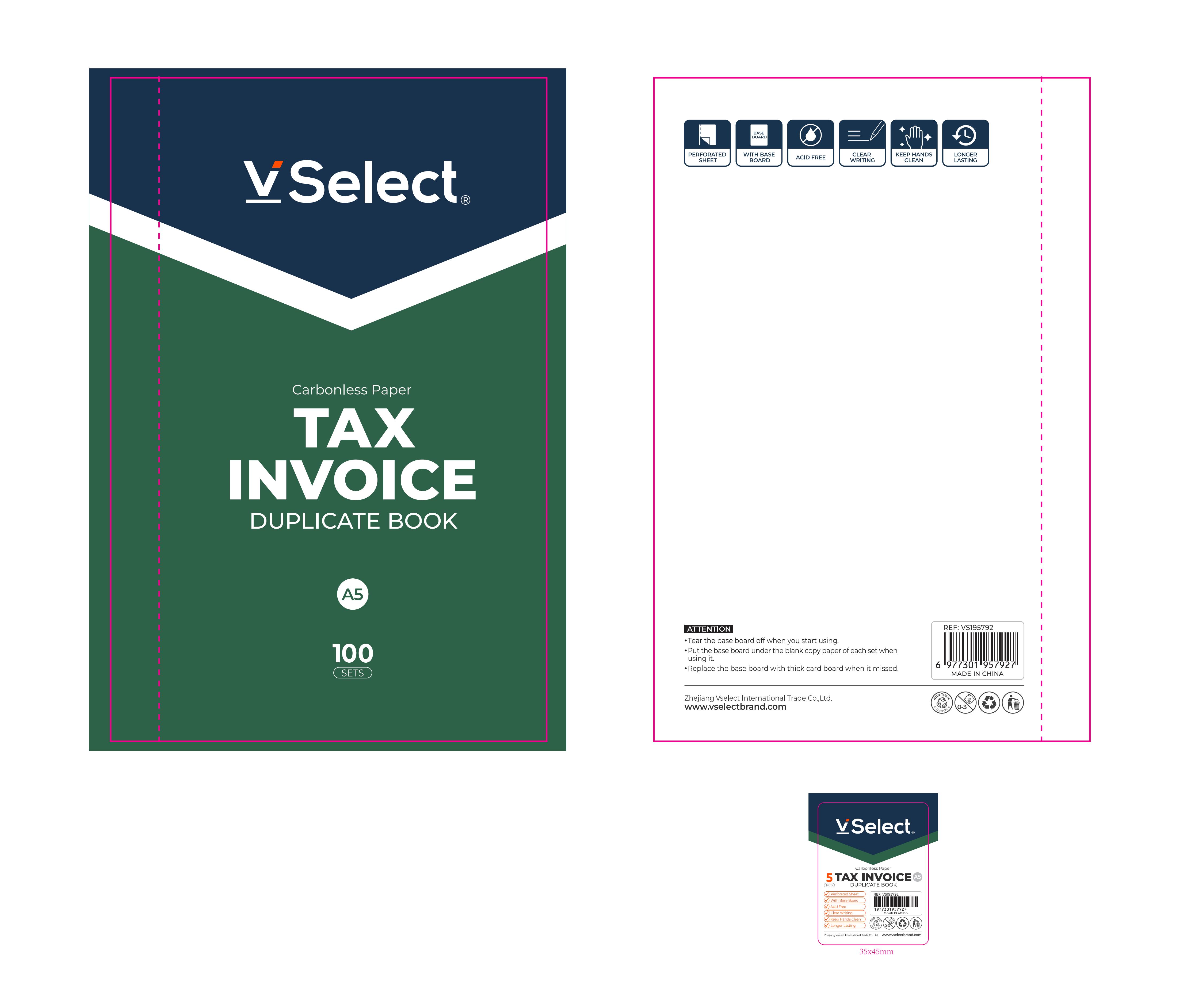 A5两联无碳复写本 TAX INVOICE 100套张  外贸专供 一箱起批