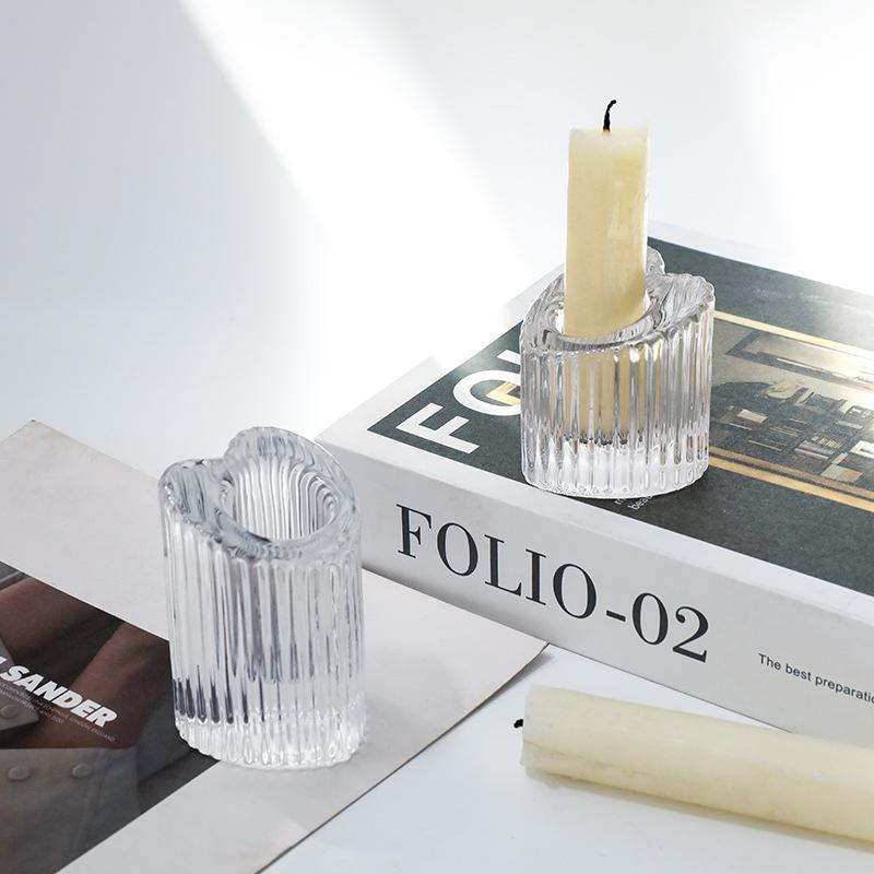 nordic light extravagant love heart oblique crystal glass candle holder couple candlelight dinner atmosphere decoration incense candle holder candle holder
