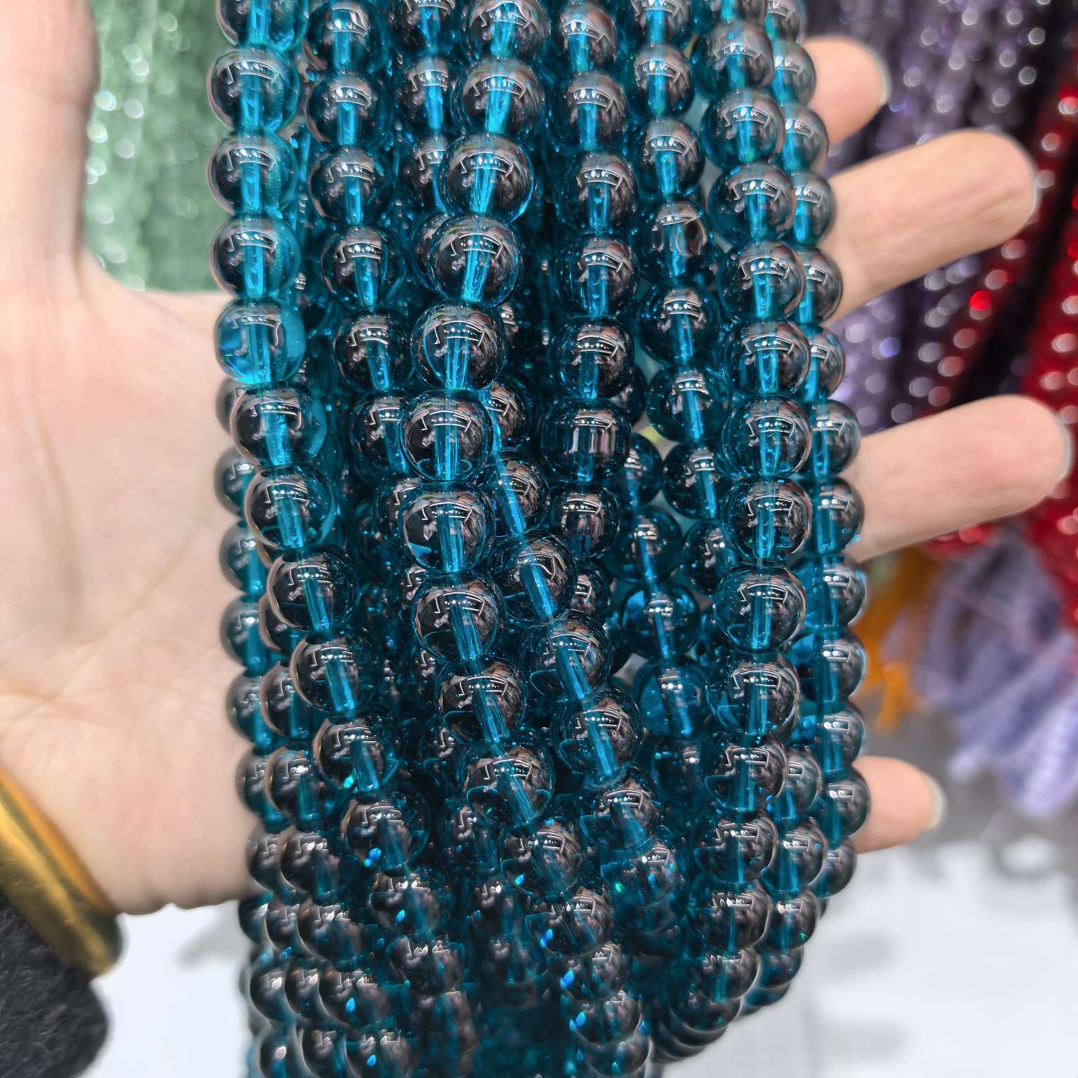 Factory direct supply of 10mm transparent glass round beads, ice-transparent glass loose beads, DIY handcrafted bracelet and necklace material glass beads