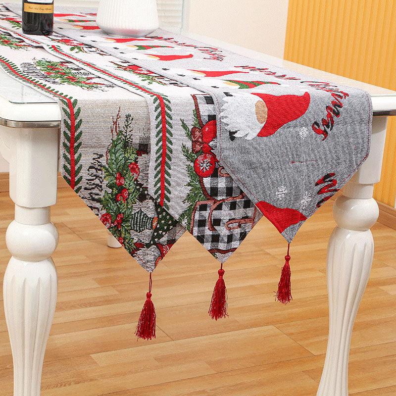 new christmas knitted table runner christmas home desktop decoration and layout supplies 1.8 m 2.2 m tablecloth details Picture