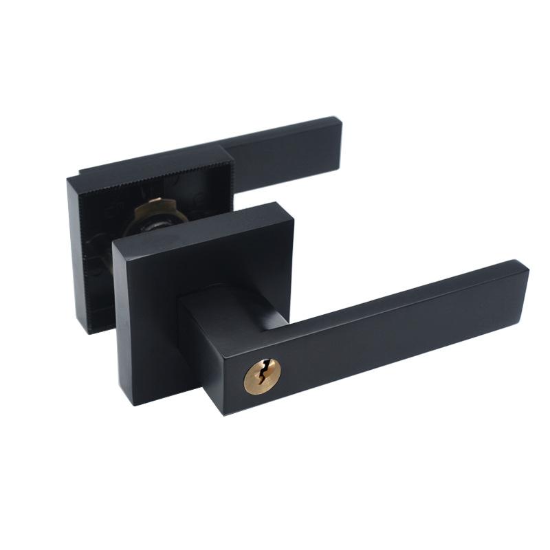american three-pole lock cross-border foreign trade supply indoor wooden door bathroom lock simple black spherical channel handle lock Item Picture