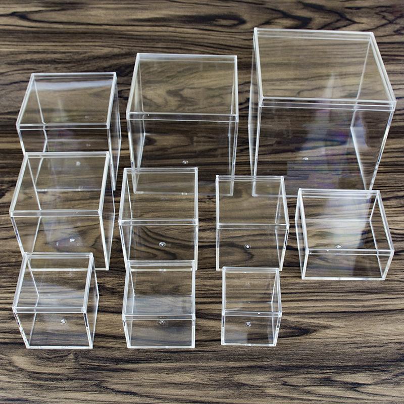 square high transparent plastic box douyu feeding box mini candy slim crystal mud packing box wholesale