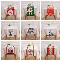 cross-border new arrival santa claus table runner printed rectangular tablecloth christmas party table runner tablecloth home decoration