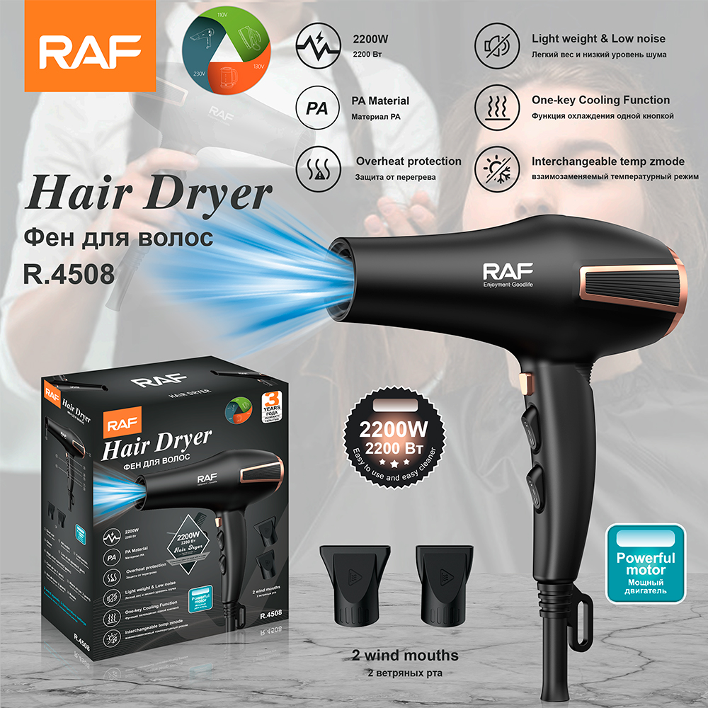 RAF European standard hair dryer, hair salon, household high-power hairdresser, Barber shop special air duct manufacturer wholesale, R.4508