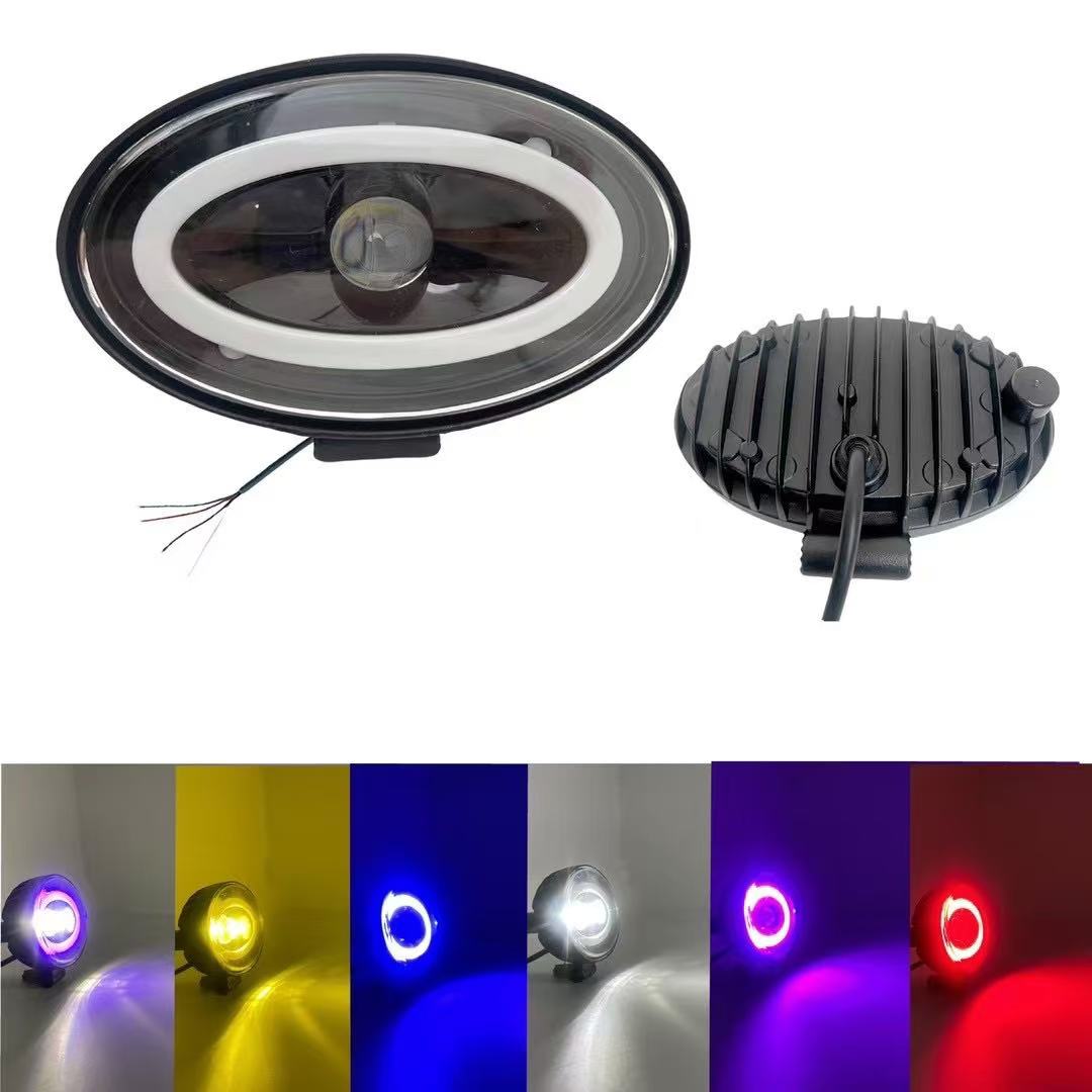 New type of automotive LED work light with light source lens spotlight, engineering car roof light, flashing angel eye spotlight details Picture