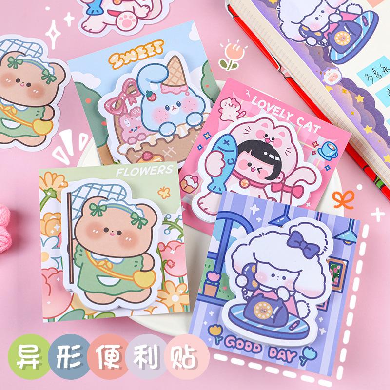 yumi sauce cute shaped sticky notes student cartoon message memo notepad ins girl heart note sticker