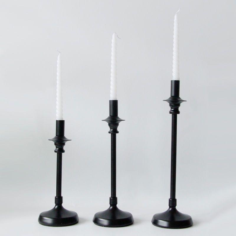 black candlestick wrought iron vintage dining table decoration wedding ceremony simple home decoration candlelight dinner three-piece set