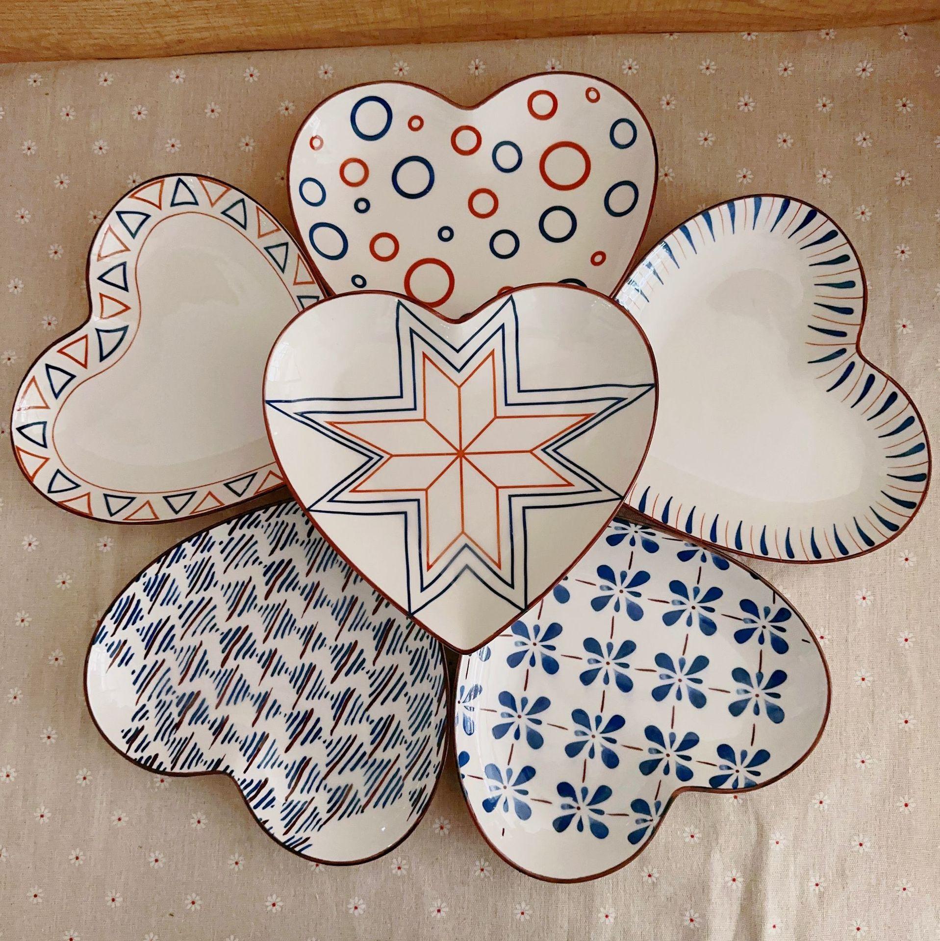 ceramic household love plate creative dinner plate internet celebrity plate set japanese ceramic plate ins style meal plate