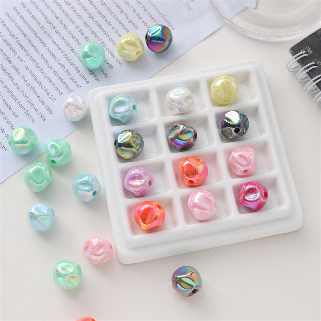 Acrylic through-hole AB electroplated FIG beads, loose beads, diy phone case, chain, necklace, bracelet material accessories Item Picture