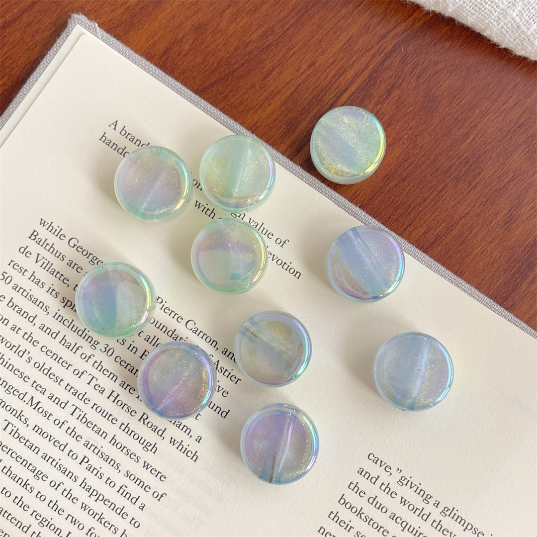 Chen Ming Acrylic Starlight Seven-color 16mm flat round Beads Scattered beads Light Luxury bracelet, necklace, beaded diy jewelry accessories Specification image