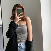 summer new pure color camisole women's summer top with chest pad seamless wrapped chest thin tube top without steel ring