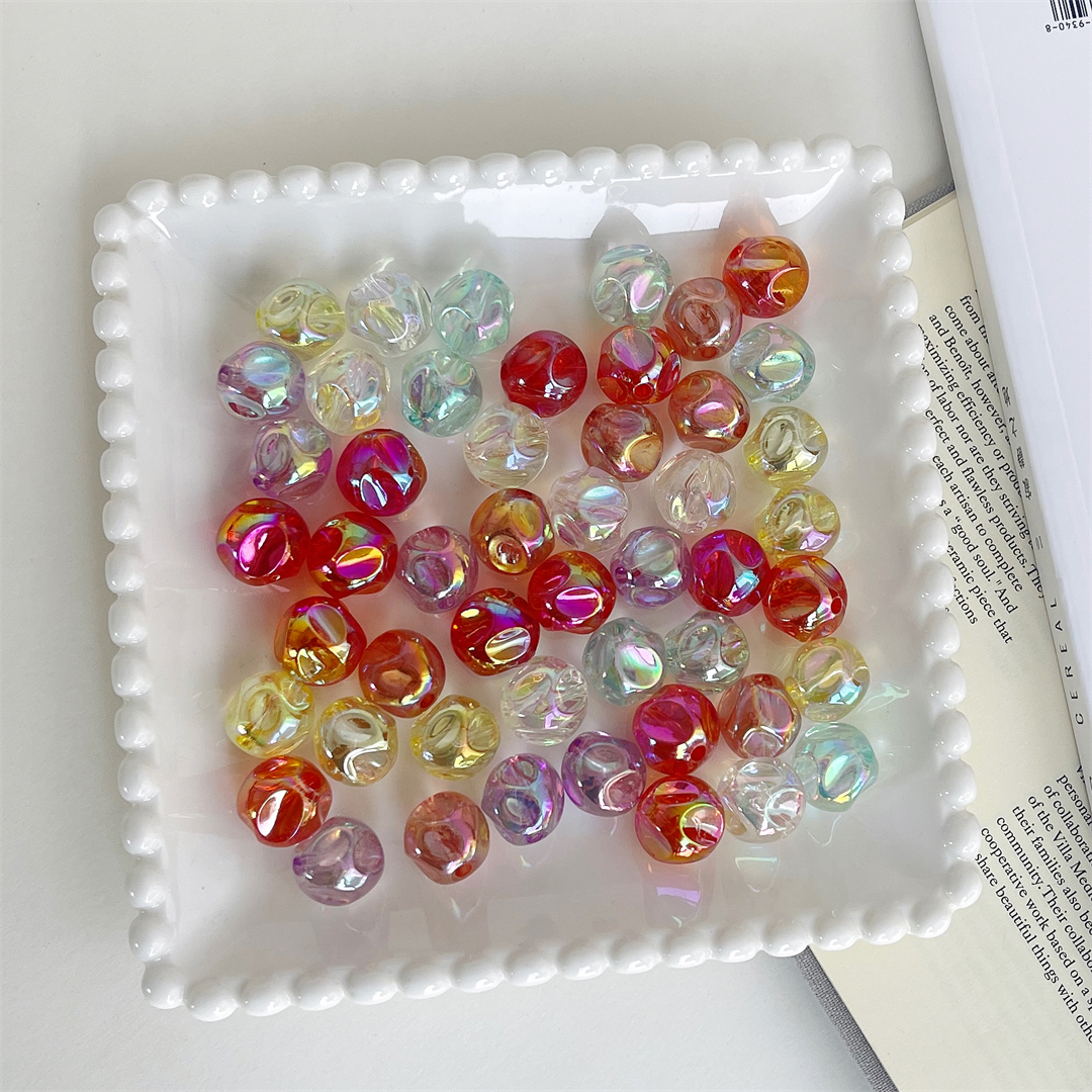 Acrylic transparent AB color FIG straight hole beaded DIY Douyin live streaming mobile phone rope keychain rubber band accessories Specification image