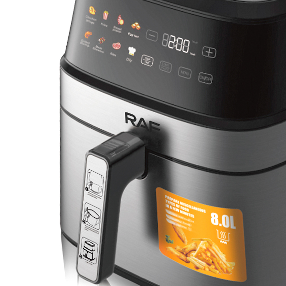 RAF Air fryer, a multi-functional smart touch screen oil-free and smokeless electric fryer with a large capacity of 5L pic 7