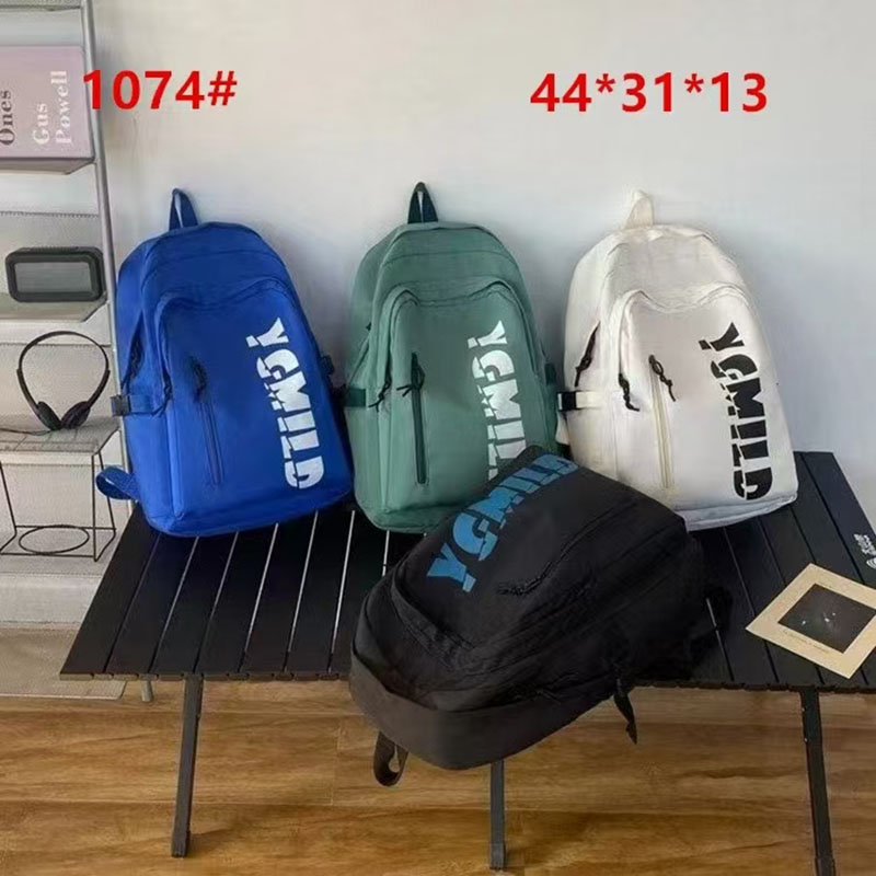 Boy junior high school backpack Light college student high school junior high school student leisure bag waterproof student bag plain letters