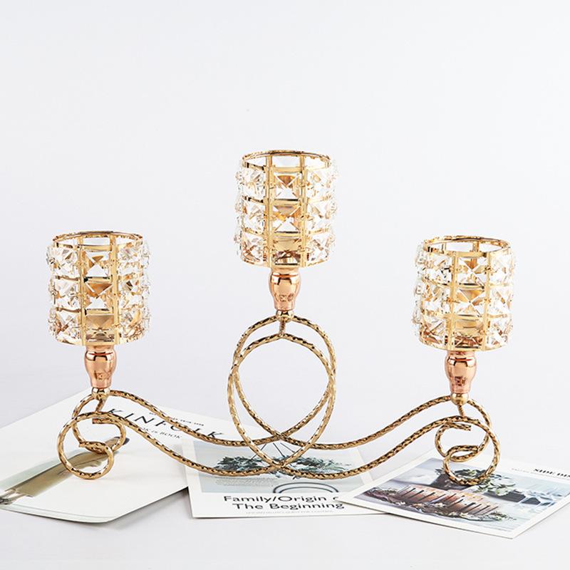 amazon retro candlelight dinner props nordic romantic crystal candle holder ornaments light luxury american three-head candle holder