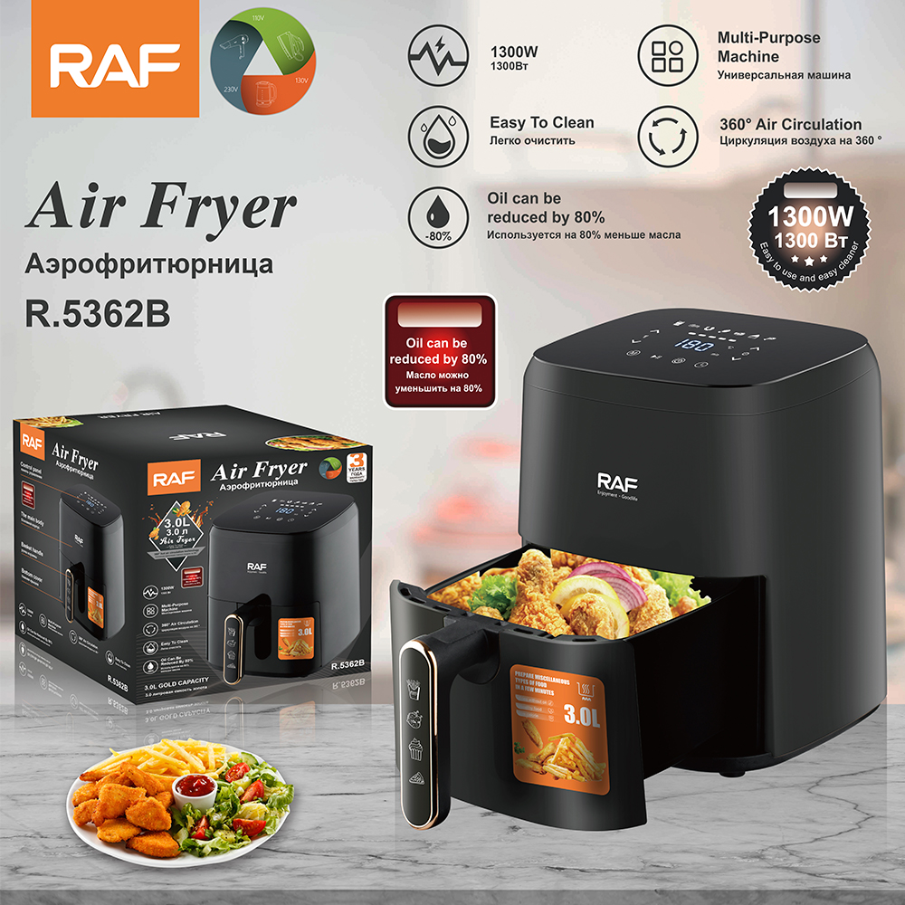 RAF European and American standard cross-border air fryer, large-capacity multi-functional intelligent household digital display electric fryer 4.8, oil-free details Picture