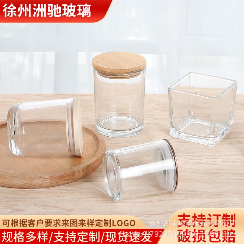 Transparent Glass Candle Cup DIY Transparent Simple Candle Holder Square Home Ornaments Decorative Glass Container Stove