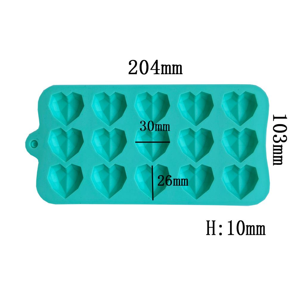 15-Piece Diamond Love Chocolate Cake Mold Non-Stick Silicone Jelly Candy Mold 3D Mold DIY Application Scenario