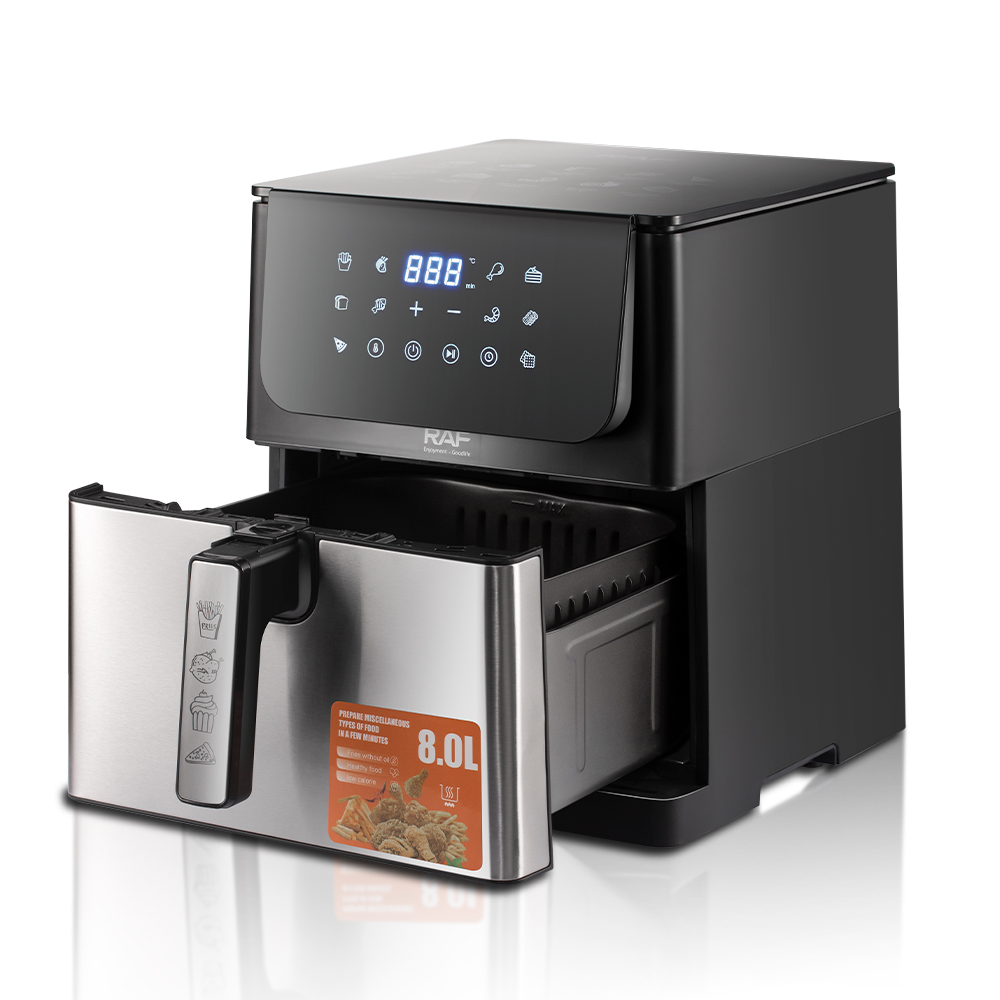 RAF European standard air fryer, multi-functional intelligent touch screen oil-free smokeless electric fryer, 8L large capacity, top and bottom heating Application Scenario