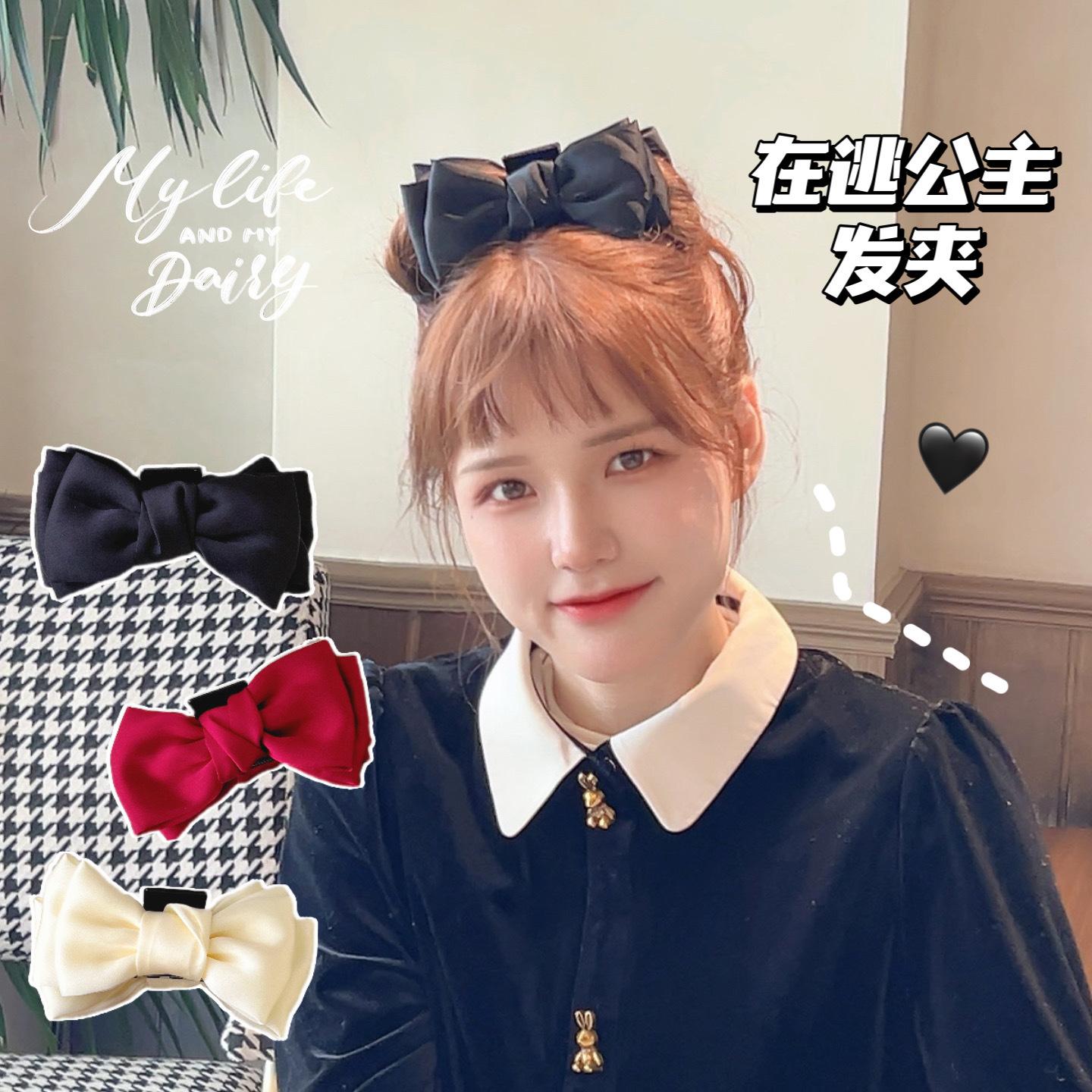 mengnali princess on the run satin bow barrettes sweet hair claws hair pins large grip shark clip hair accessories