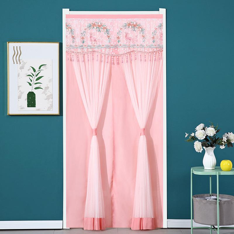 door curtain lace mesh curtains summer bedroom kitchen partition shade curtain mosquito-proof curtain fabric household screen door punch-free