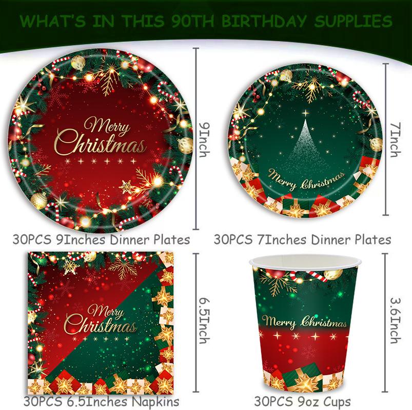 new christmas party red green christmas tree gift party suit disposable party paper pallet paper cup tablecloth Application Scenario