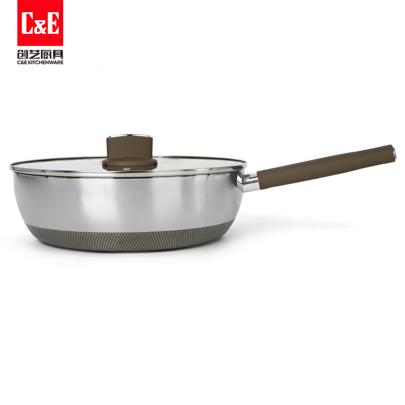 C&E Creative stir-frying pan, non-stick pan for frying, stewing, boiling and stewing, steak, flat frying pan, soup pot, kitchenware, household gifts Specification image