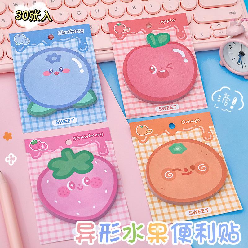 cartoon shaped fruit series sticky notes student cute message-leaving memo notepad tearable expression note sticker