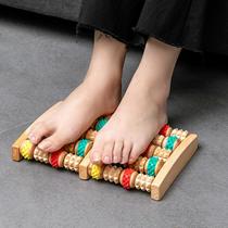 wooden six-row large roller foot acupuncture massager lettering hand massage home foot massage device