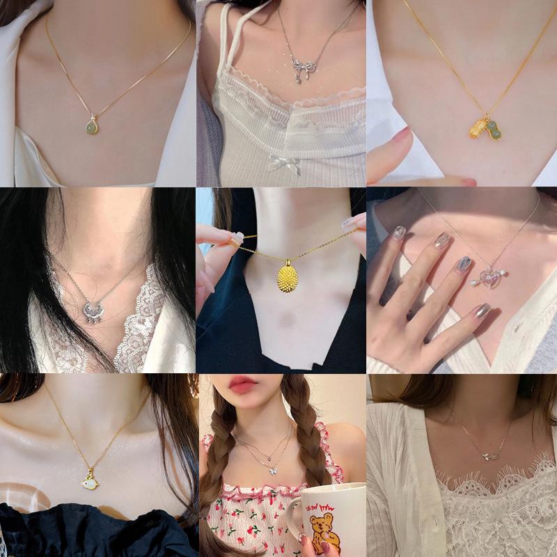 popular safe lock auspicious cloud necklace durian pendant summer light luxury niche design high-grade temperament clavicle chain wholesale full figure
