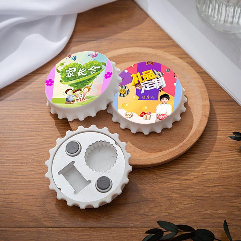 beer lid fridge magnet bottle opener printing round magnetic refrigerator sticker stainless steel beer bottle opener