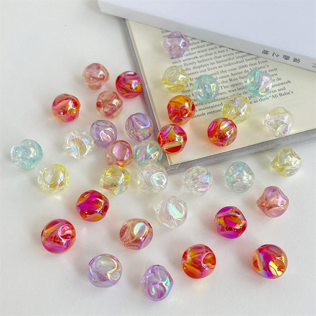 Acrylic transparent AB color FIG straight hole beaded DIY Douyin live streaming mobile phone rope keychain rubber band accessories