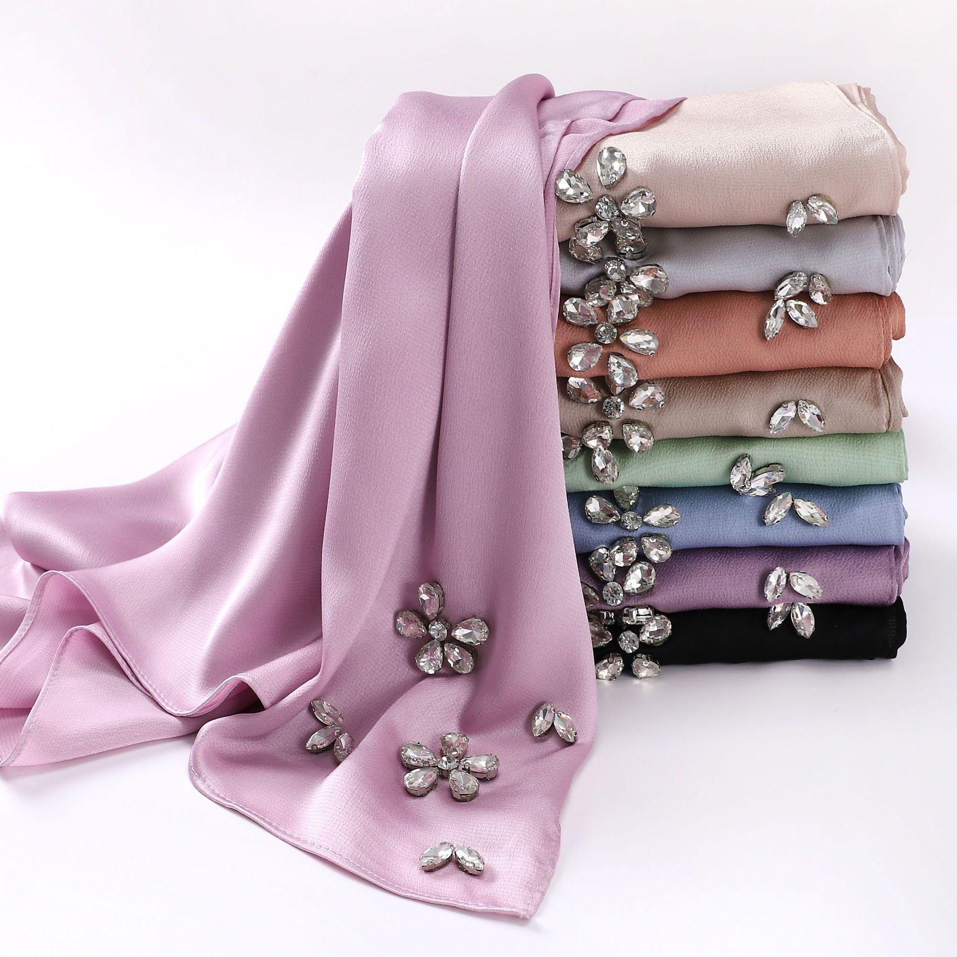 new high-density pearl chiffon hui scarf diamond studded by hand scarf malay scarf women can send hijab on behalf