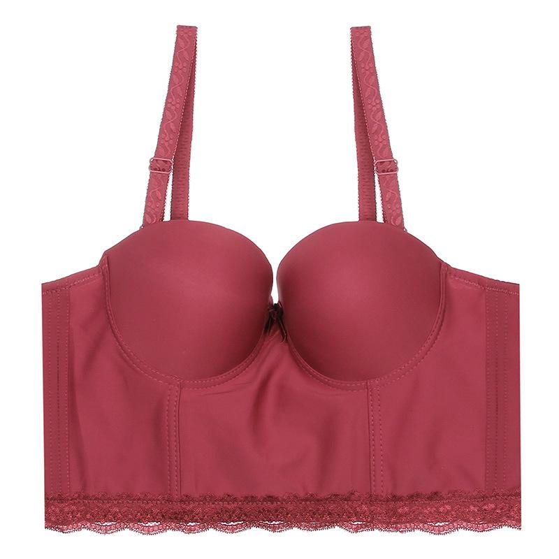 amazon plus size camisole women's underwear hot girl top short exposed navel sexy fishbone solid color bra