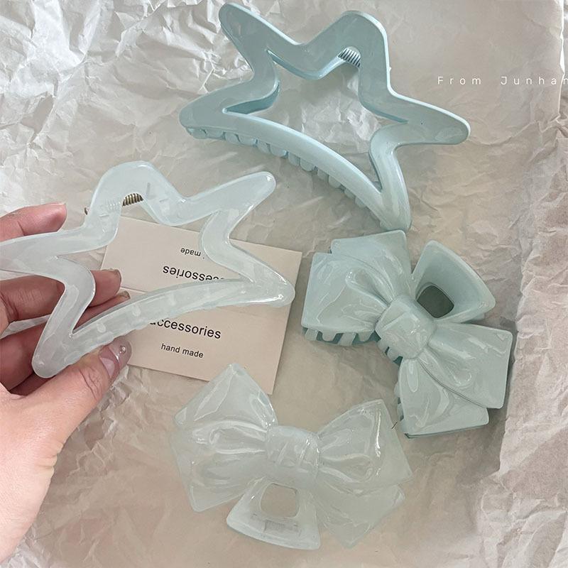 cream blue jelly starfish barrettes bow claw clip summer shark clip acrylic hair claw large hair accessories