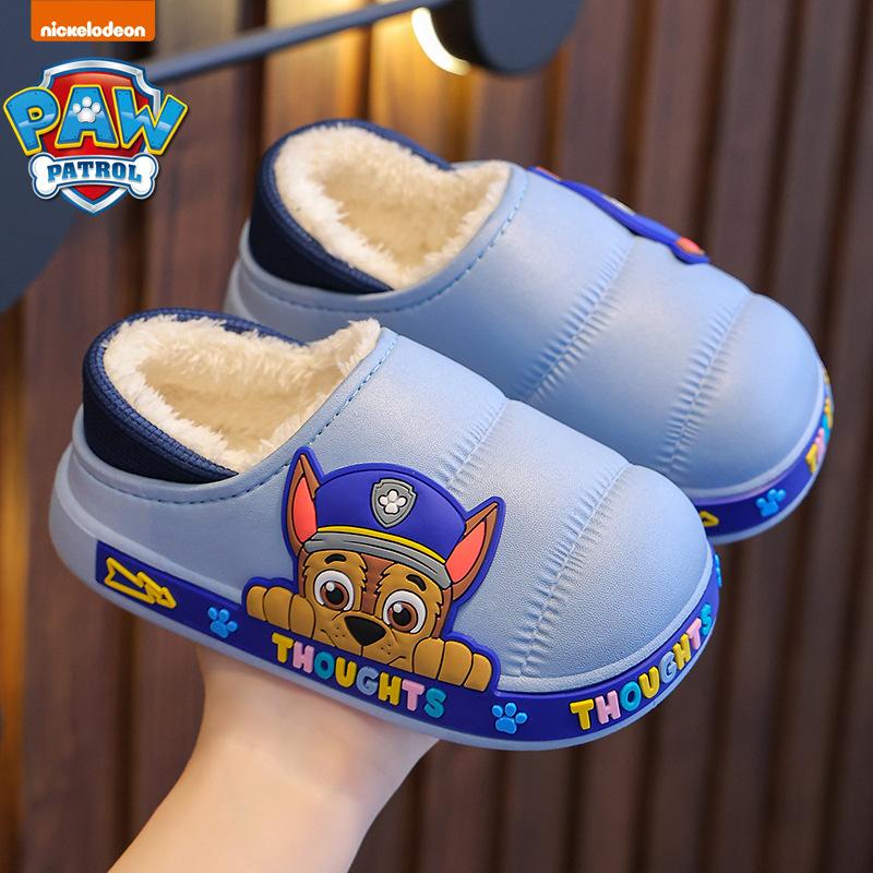 paw patrol autumn and winter children's cotton slippers bag heel warm with velvet children toddler baby waterproof furry baby cotton shoes